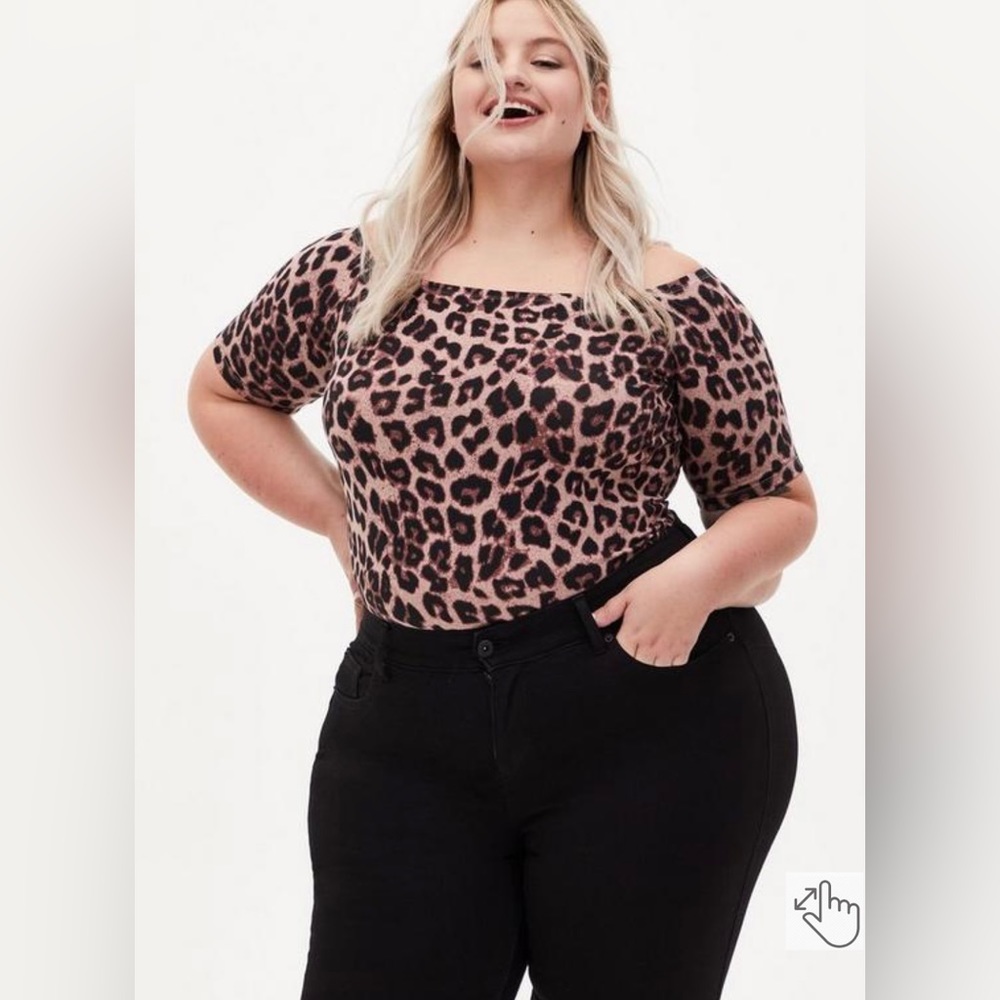 Torrid Foxy Off the Shoulder Cheeta Print Bodysuit